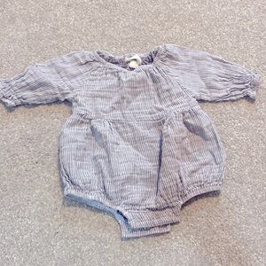 Vignette Bran - Brown Pinstripe Baby Girl Romper